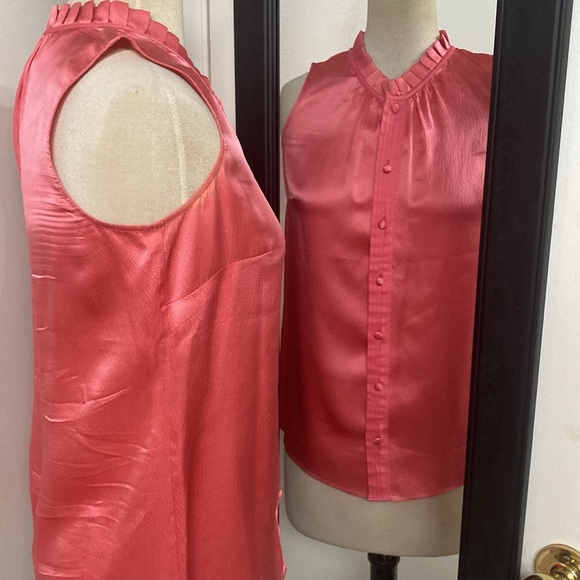 LILLY PULITZER SILK BUTTON FRONT SLEEVELESS BLOUSE Preppy, Old money, aesthetic - Picture 8 of 10